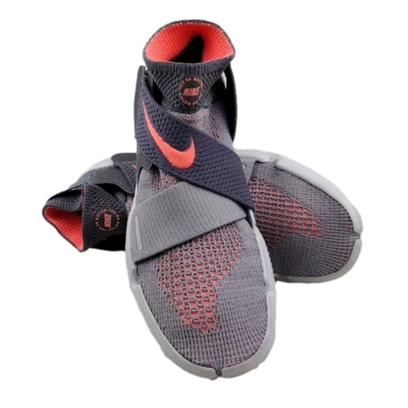 Nike Free RN Motion Flyknit 2018 Grey Crimson Pulse Fabric Upper Pull On Sneaker - Picture 1 of 16